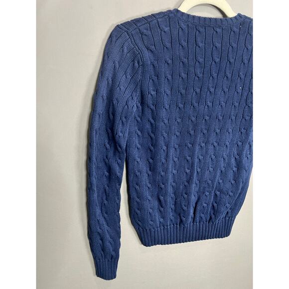 Ralph Lauren Sport Sweater Womens M Cable Knit V Neck Classic Pullover Preppy - Picture 10 of 10